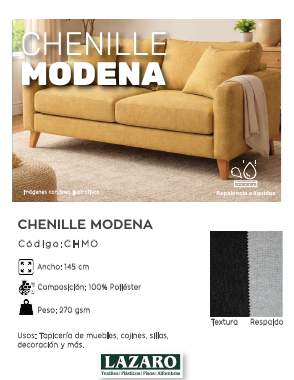 Portada del catálogo Chenille Modena